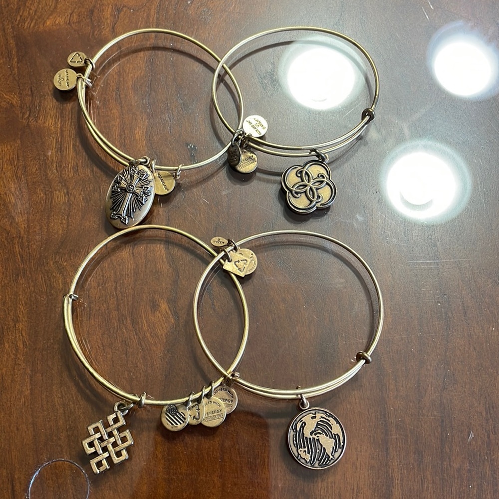 gold alex and ani bracelets set of 4